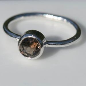 Faceted smoky quartz ring size 6